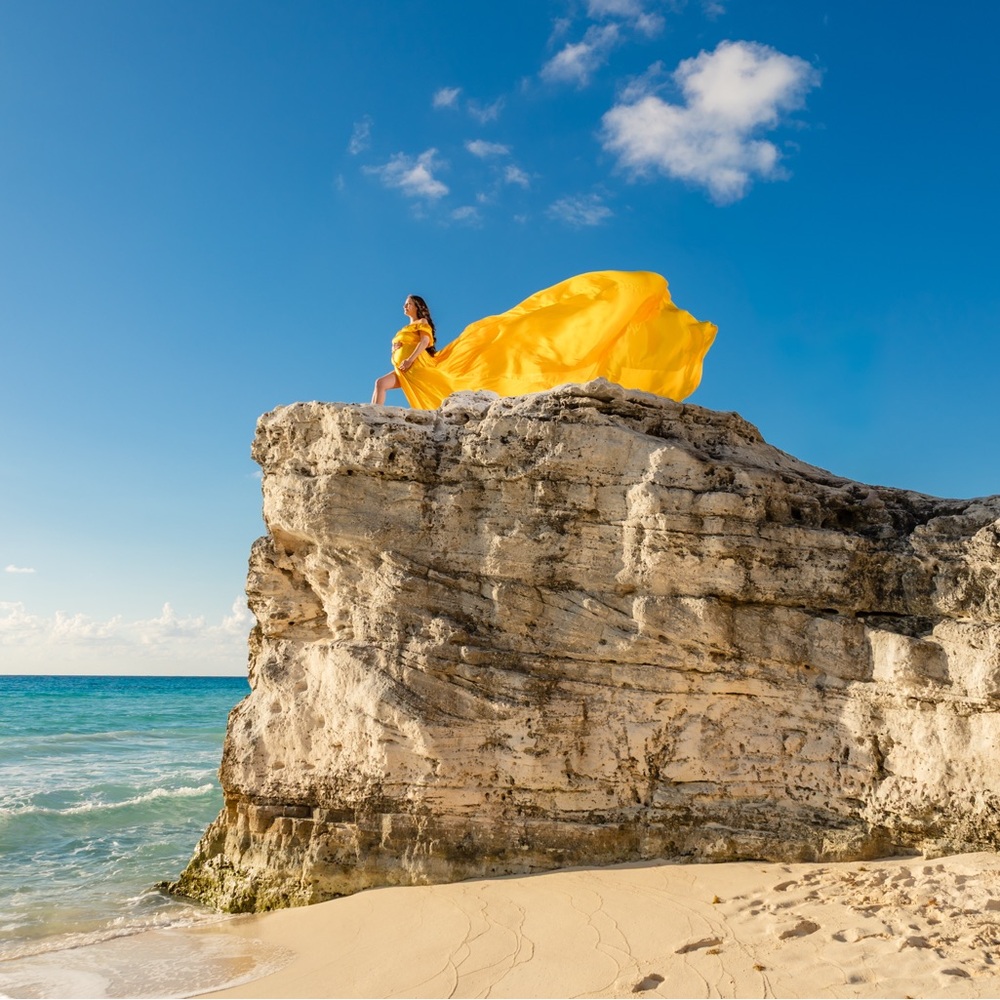 Yellow Off-Shoulder “Flying” Dress for Photoshoots